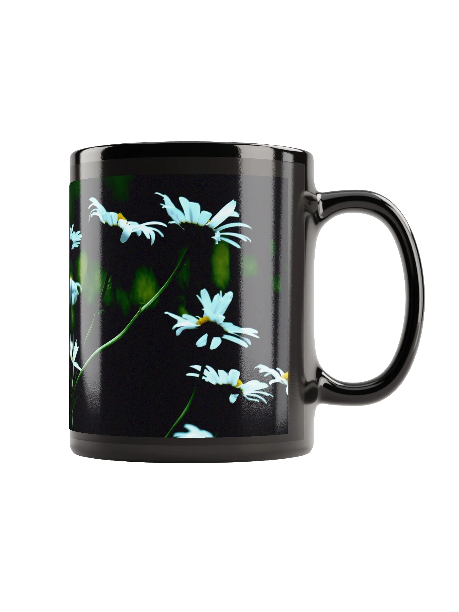 Keramiktasse schwarz - Blumenwiese bei Nacht product image (1)