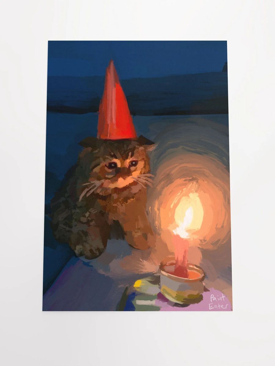 Sad Birthday Cat Painting Print product image (1)