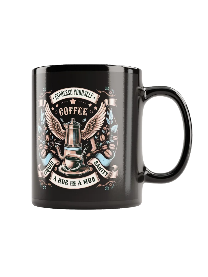 Espresso Yourself Coffee Mug Vintage Moka Pot & Wings Design product image (2)