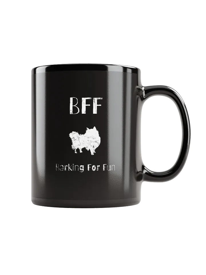 Pomeranian BFF Barking for fun, funny pun, cute joke, noisy dog, ambidextrous left-handed right-handed tea coffee mug product image (1)