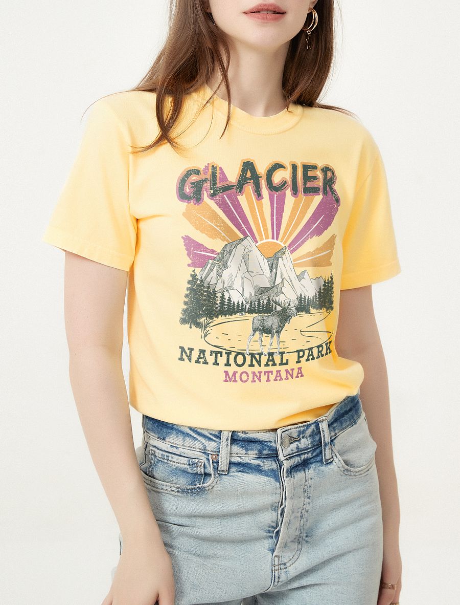 Glacier National Park, Montana Tee | Retro-Style Western T-Shirt for Travel and Road Trips product image (9)