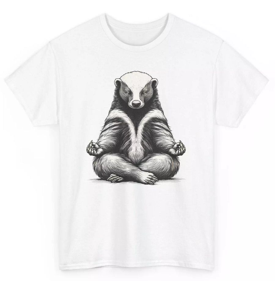Honey Badger Doing Yoga Funny T-shirt - Novelty Meditation Men Women Graphic Tee product image (4)