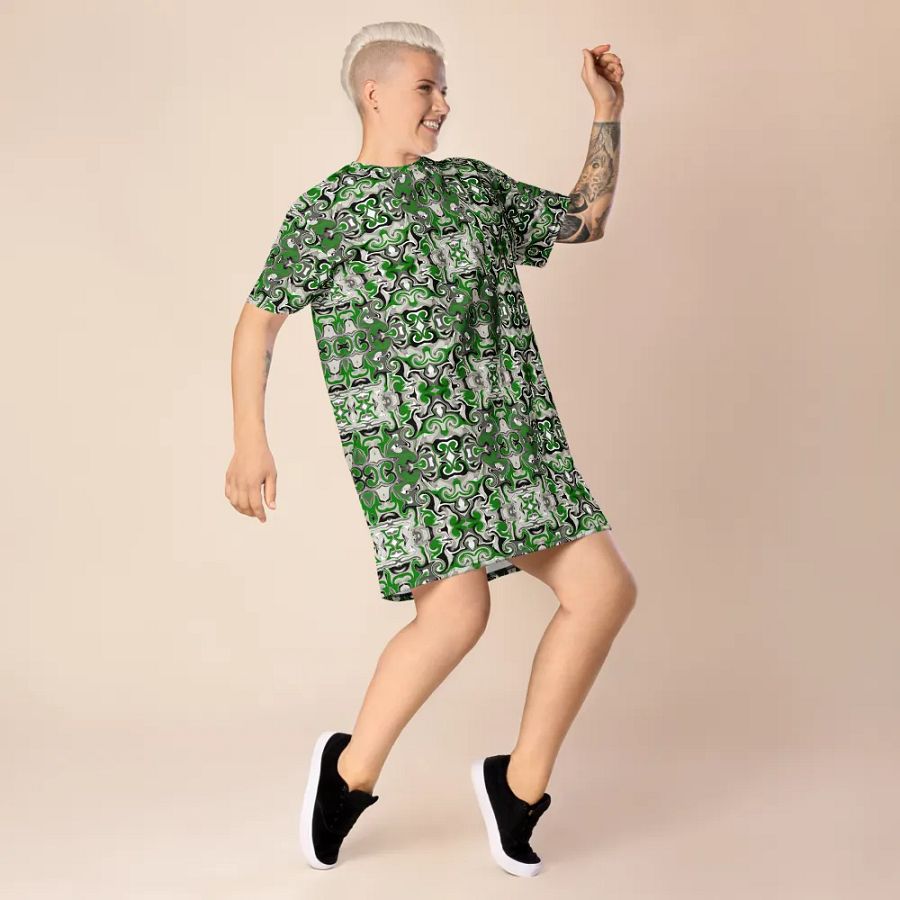 Green Baroque T-Shirt Dress product image (8)