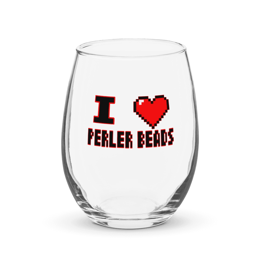 I Heart Perler Bead 2 Wine Glass product image (1)