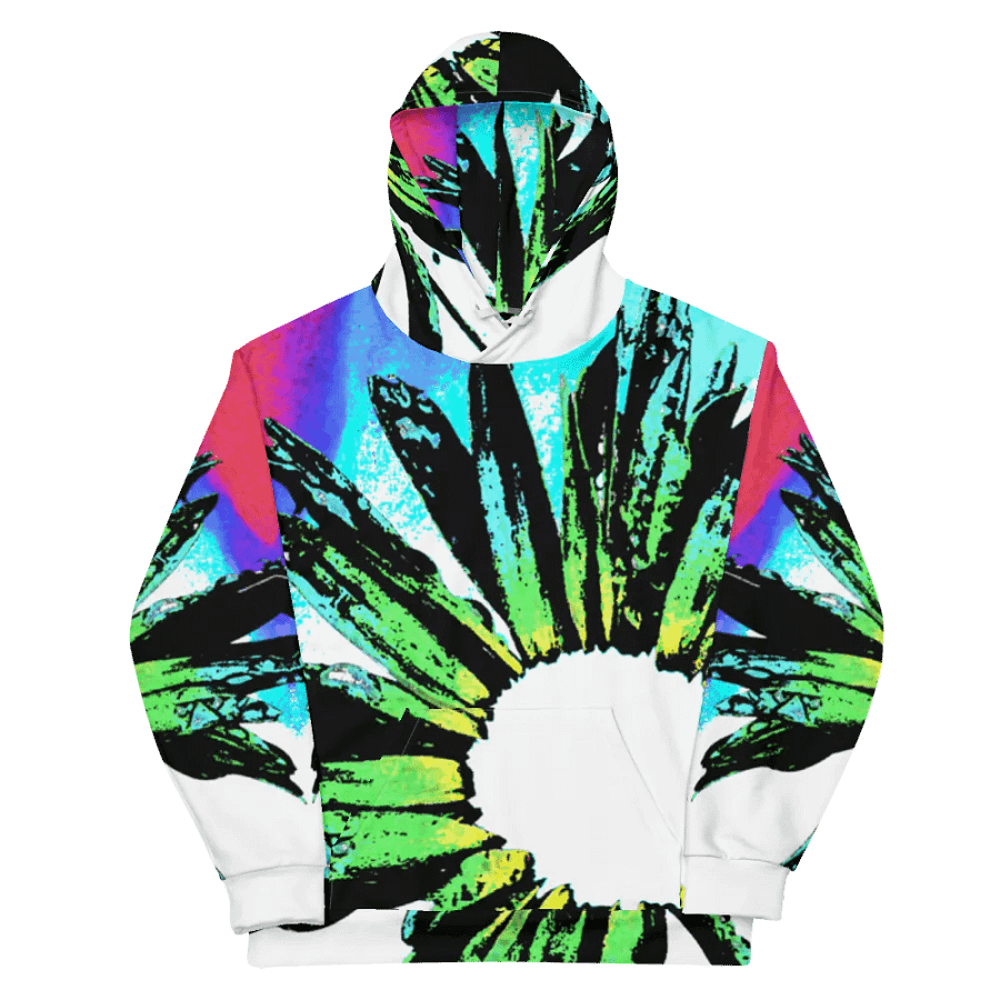 Abstract Vibrant Green Daisy Flower Unisex Pull On Hoodie product image (11)