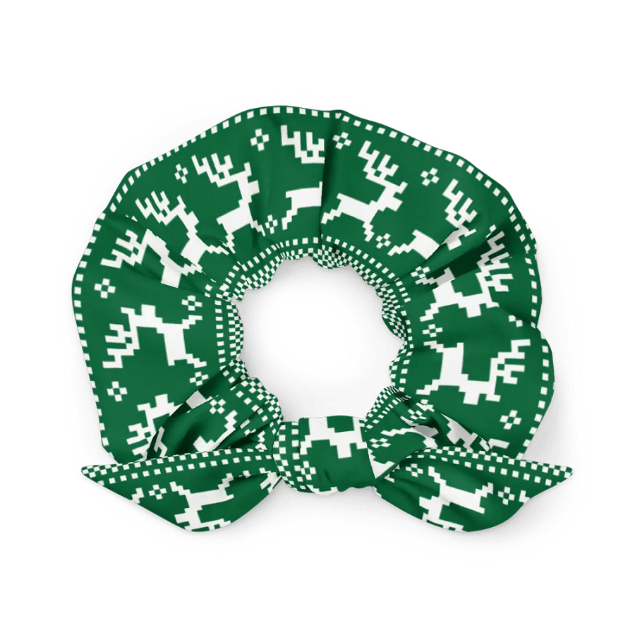 Winter Green Reindeer Scrunchie with Bow product image (3)