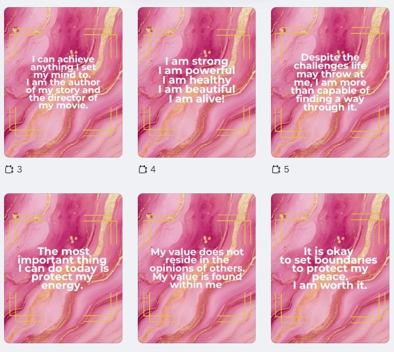 🔥 24-Piece Affirmation Wall Art Set (Pink / Gold) – Daily Motivation Décor for Mindset & Success (11x14 Instant Download)) product image (1)