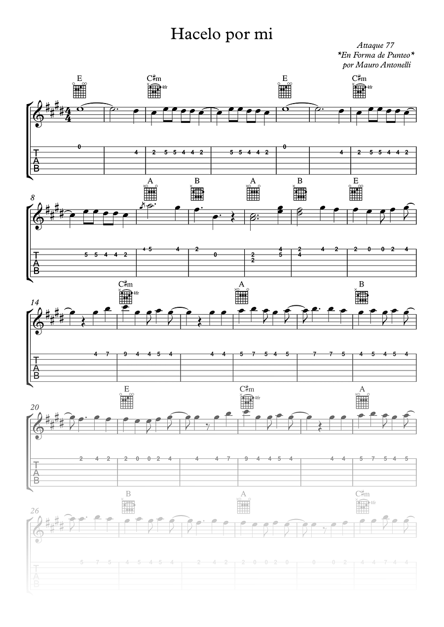 Hacelo por mi - Partitura + Tab + Acordes + Pista product image (1)