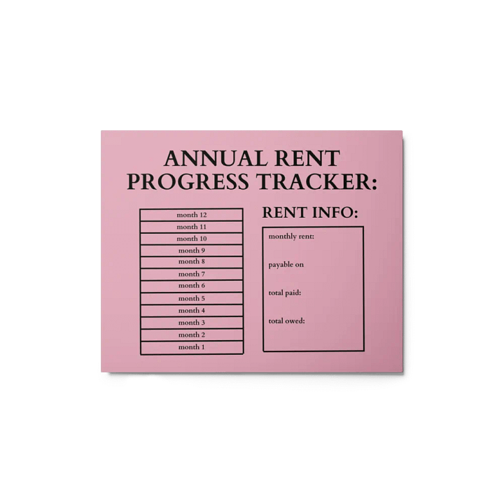HIGHFALUTIN ANNUAL RENT TRACKER (black design 9) product image (1)
