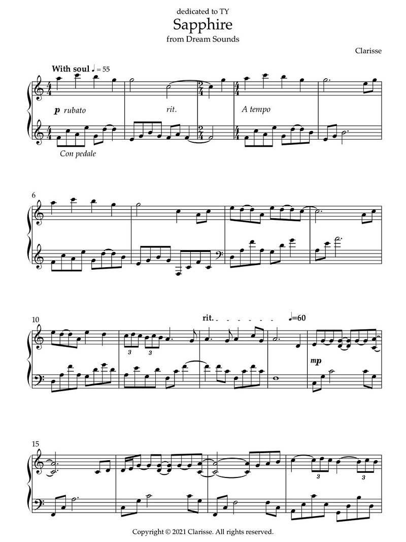 Sapphire - Sheet Music