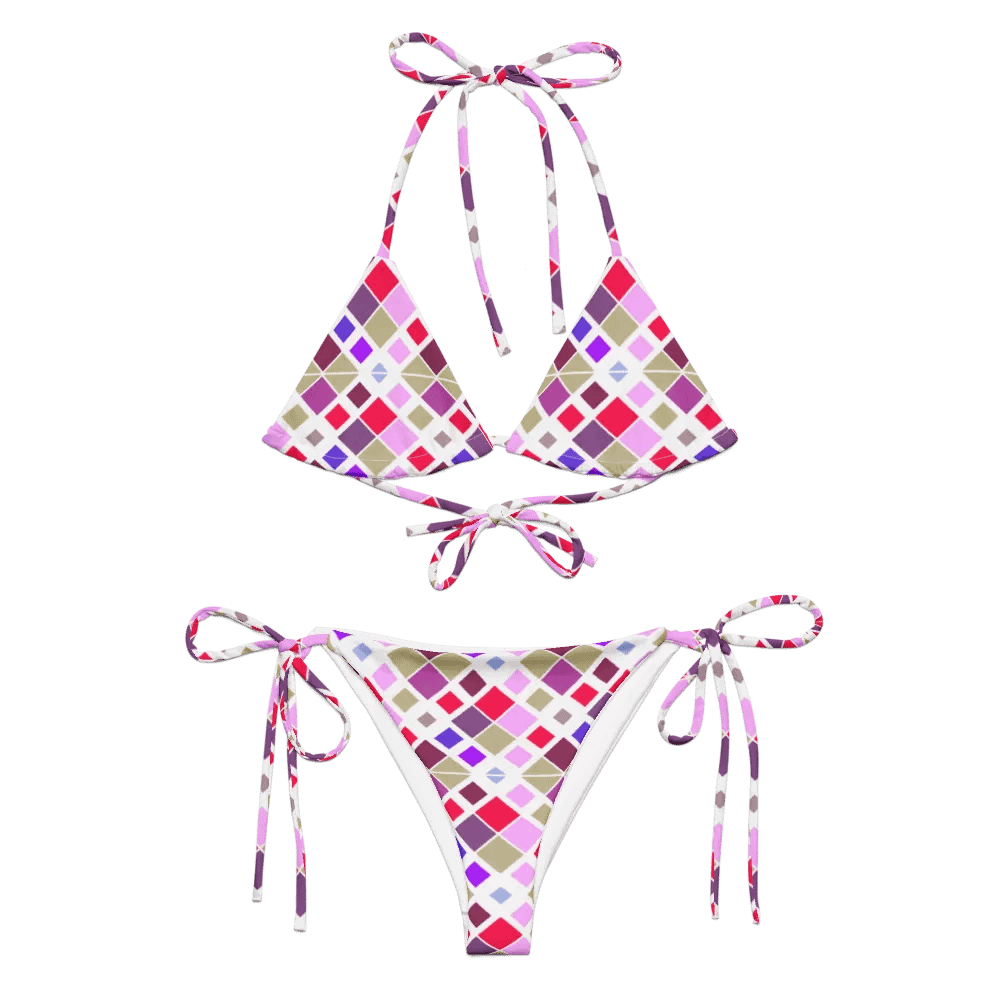 Colorful Square Pattern Design String Bikini - v3 product image (2)