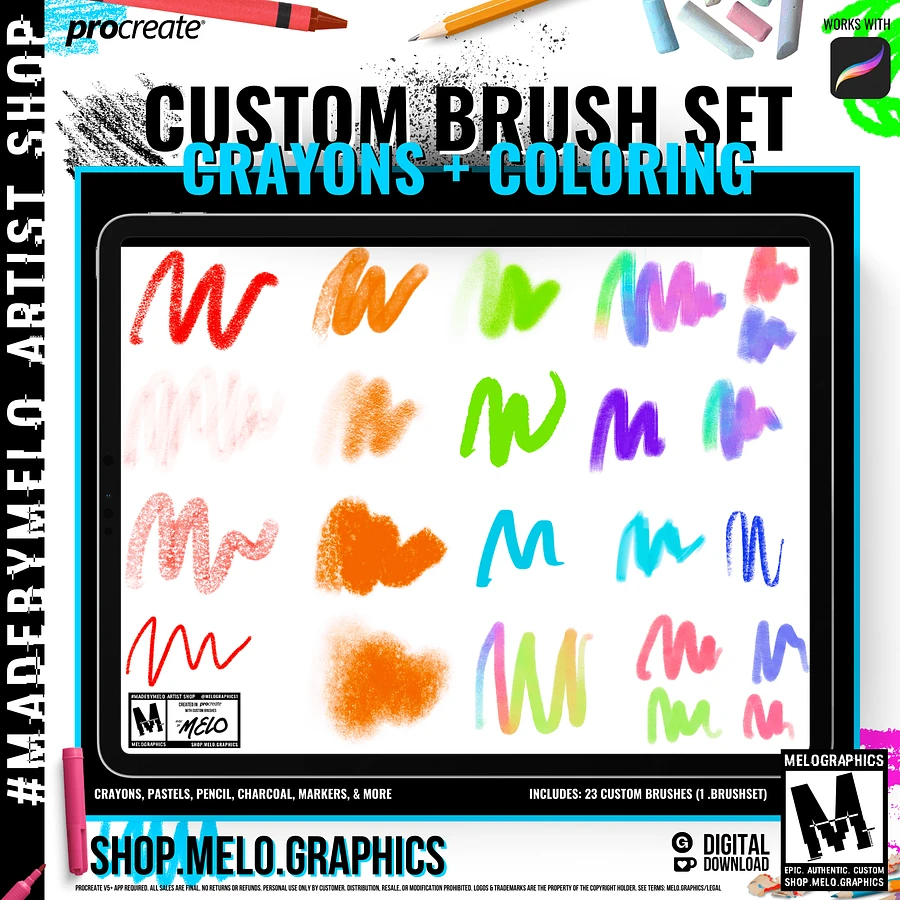 Crayons & Coloring Procreate Brush Set | #MadeByMELO product image (3)