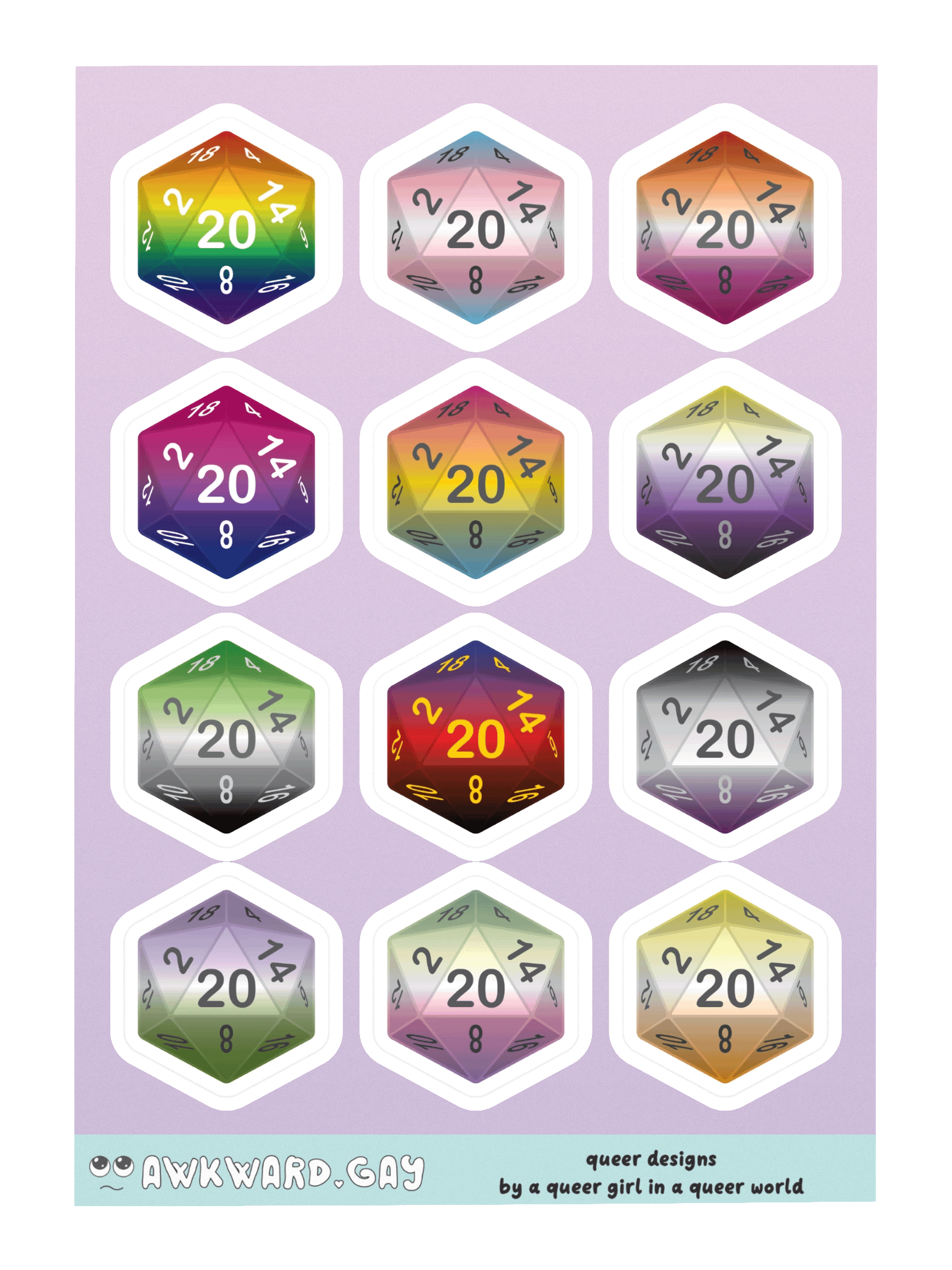 Mixed Pride D20 Sticker Sheet product image (3)