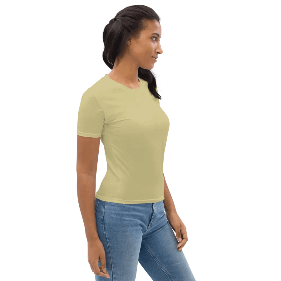 Plain Medium Yellow Soft Summer Women's Crewneck Polyester Heavyweight Premium T-Shirt by Treasure Pie product image (7)