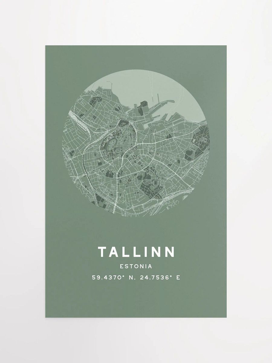 Tallinn Street Map Poster – Sage Green Minimalist Circular City Art product image (3)
