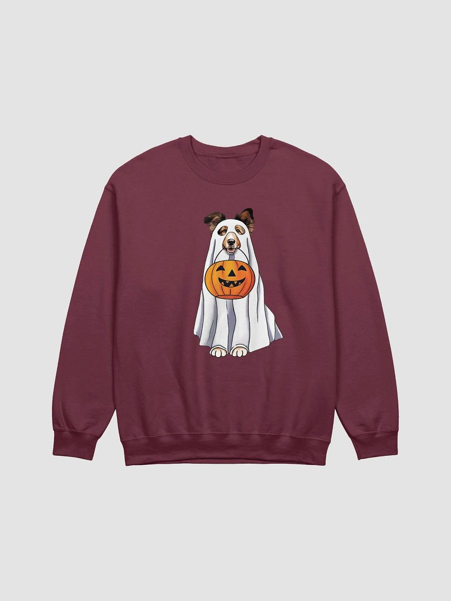 Shetland Sheepdog Halloween Sweatshirt | Funny Halloween Sheltie/Rough Collie Wearing Ghost Costume w/ Pumpkin Basket product image (16)