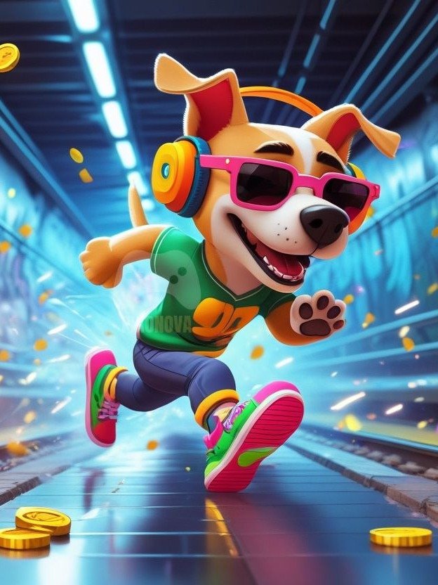 Pixel Party Parade – Track 2: Subway Shuffle (Dog Mascot Edition) | 1472x832 px | 4 Variations | PNG + PDF product image (4)