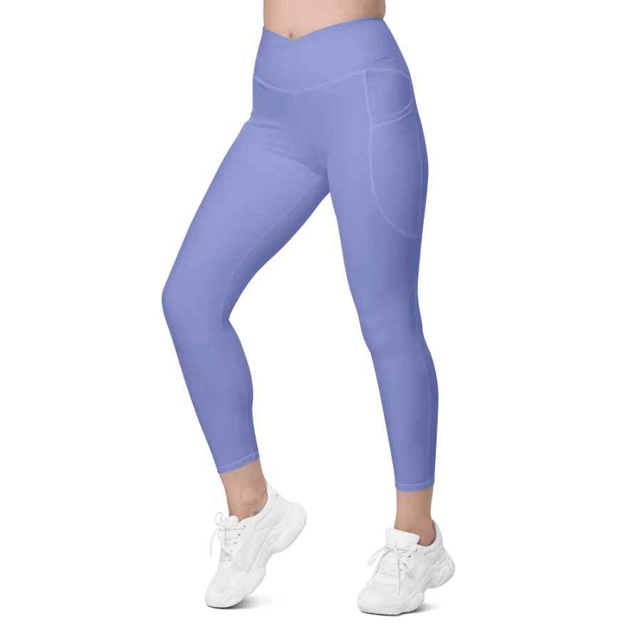 Plain Light Purple True Summer Women's High Waisted Premium Crossover Leggings with Pockets by Treasure Pie product image (7)