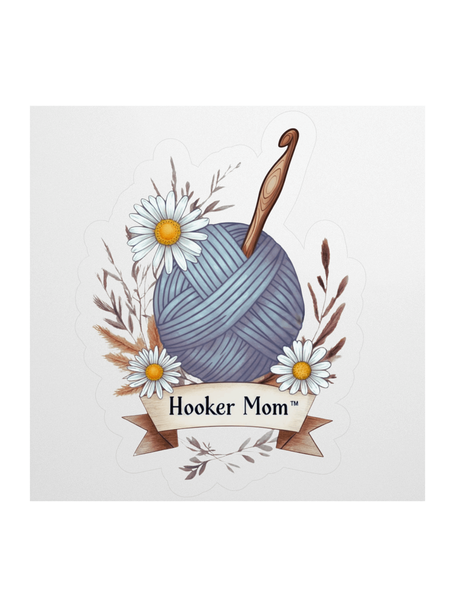 Hooker Mom™ Floral Yarn Emblem Sticker – Soft Chaos Edition product image (1)
