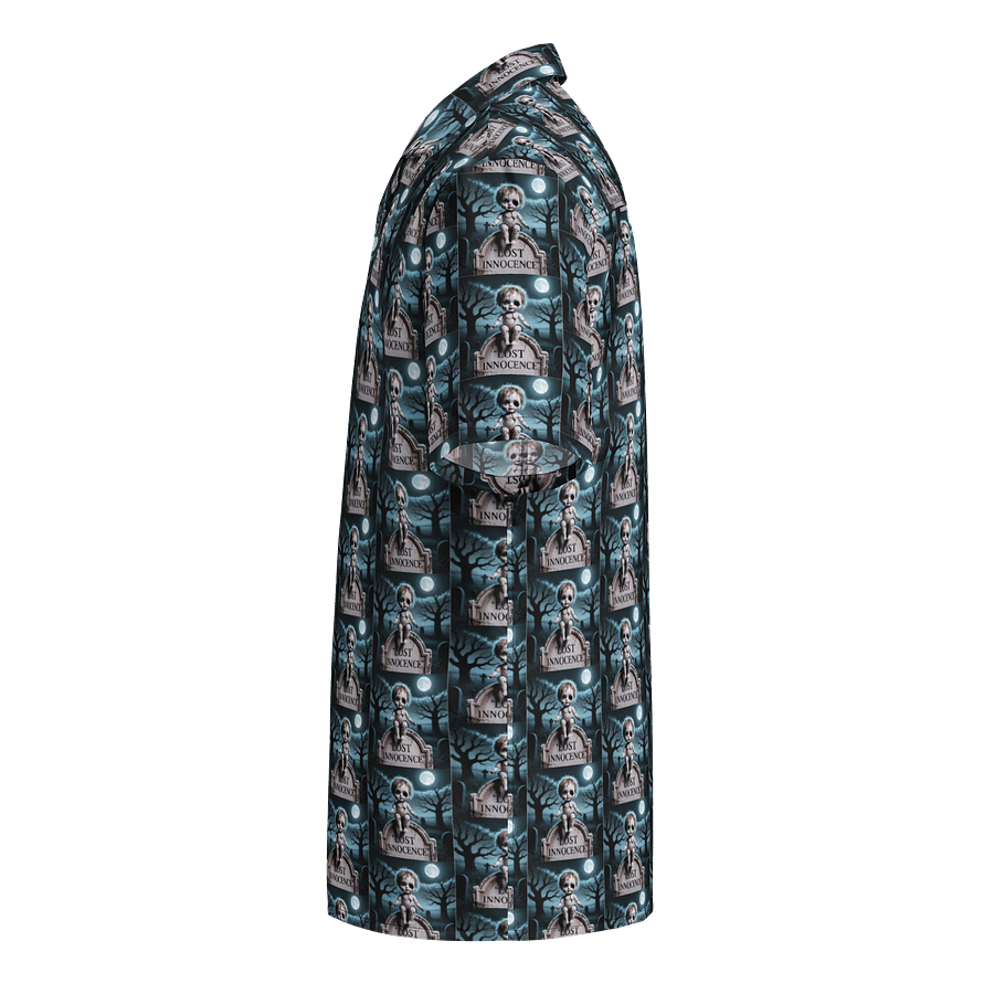 Midnight Veil Designs Lost Innocence Gothic Unisex Hawaiian Shirt - Blue Graveyard Print product image (3)