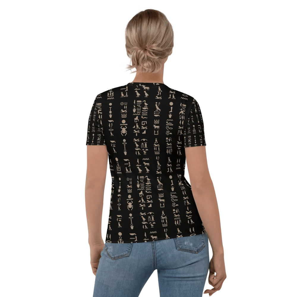 Isis Black Hieroglyphs Women's Crew Neck T-Shirt product image (2)