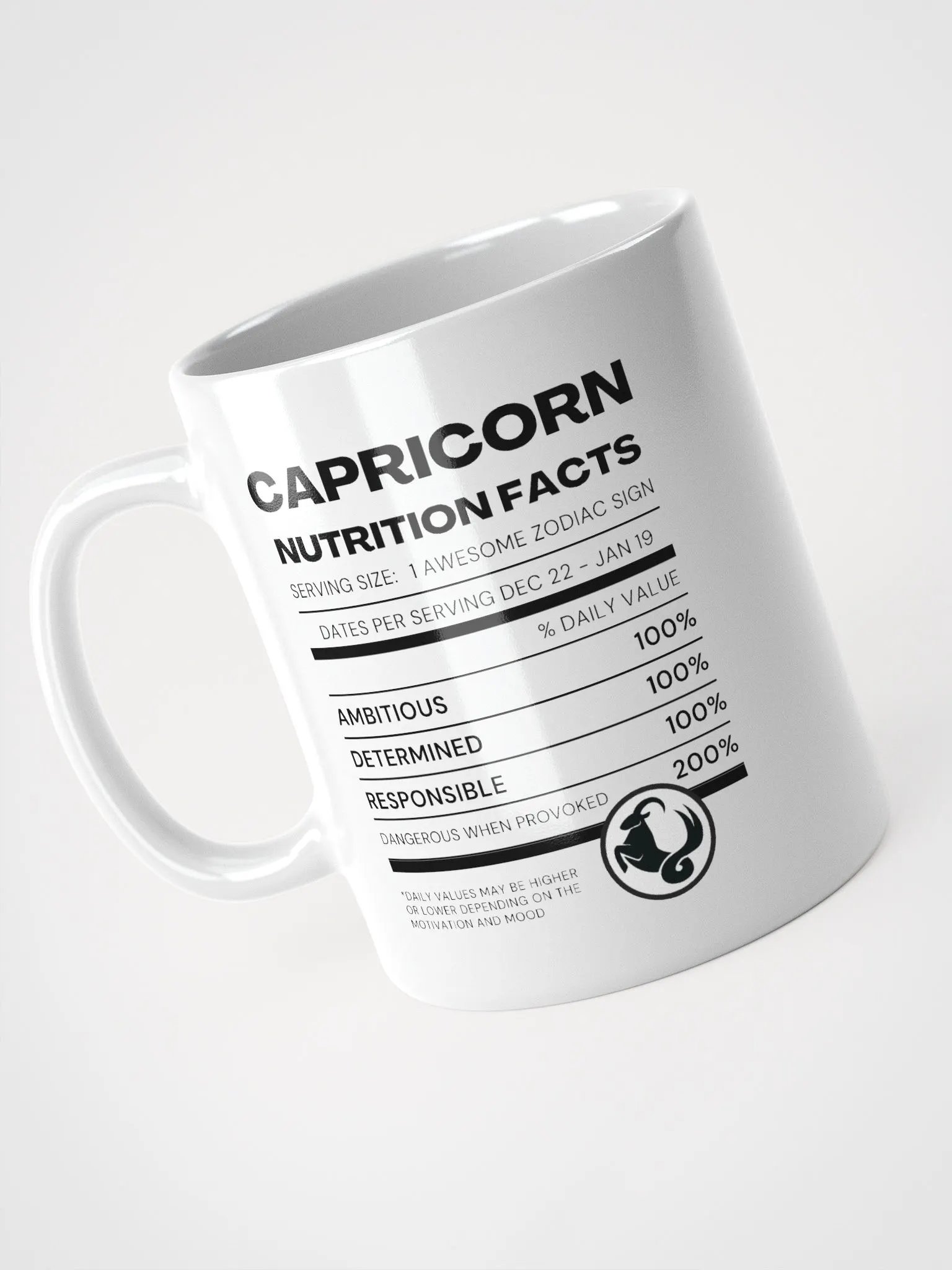 Capricorn Nutrition Facts Mug product image (4)