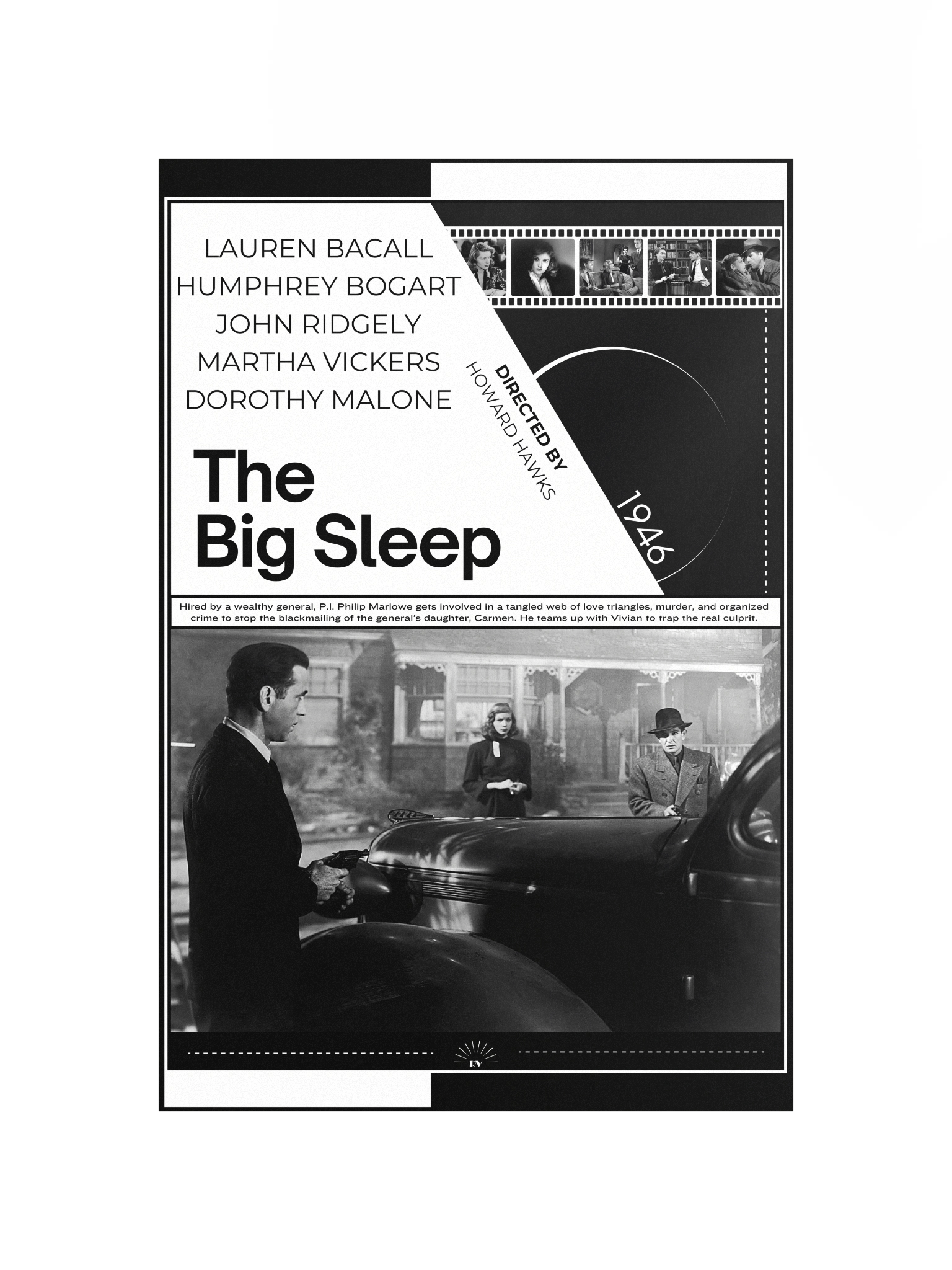 The Big Sleep with Humphrey Bogart and Lauren Bacall 1946 | Movie Poster | 12x18 Wall Art product image (4)