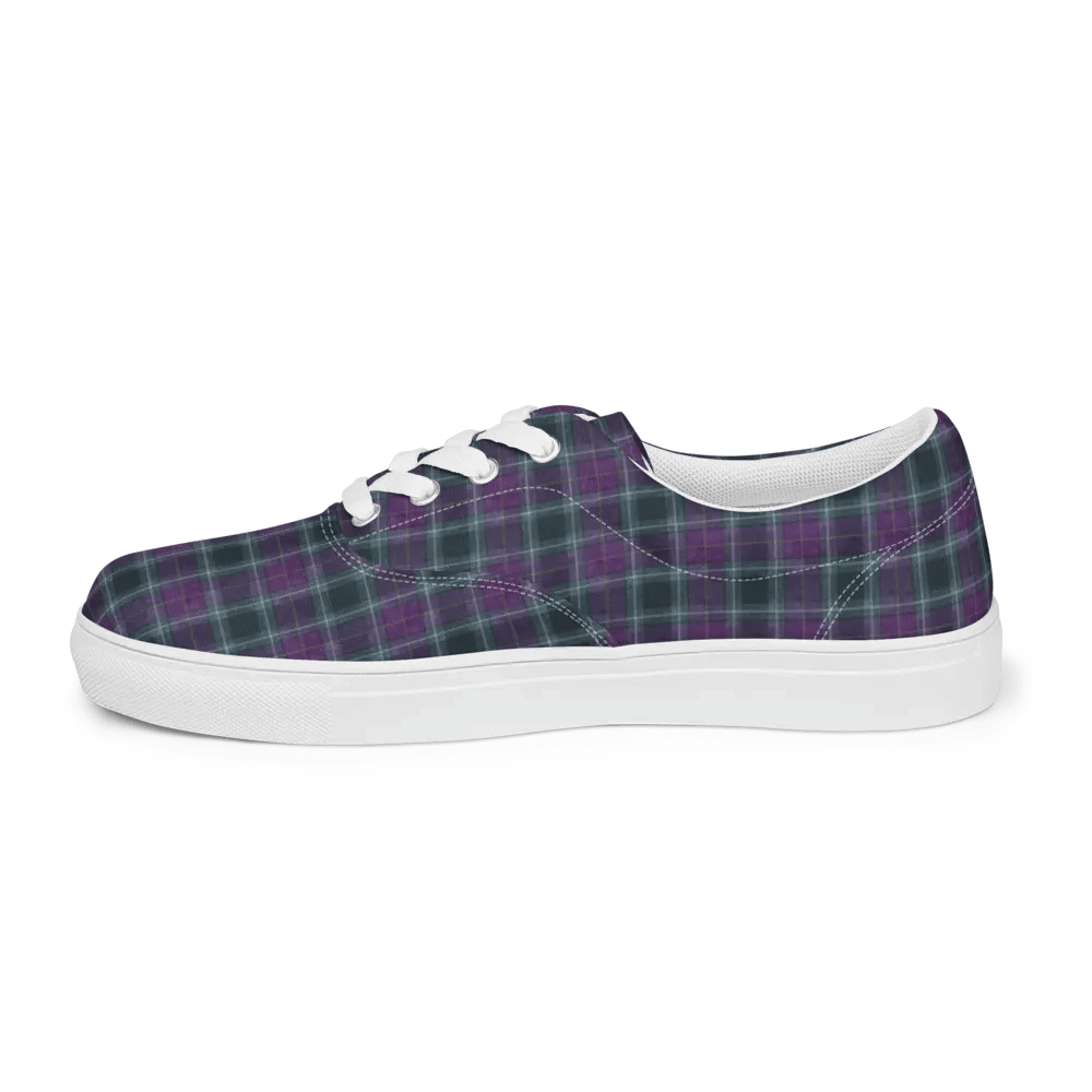 Purple/Green Plaid Women's Lace-Up Canvas Shoes product image (3)