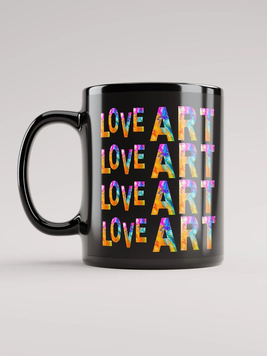 Trendy Black coffee mug for the artist in your family. Creative design ‘LOVE ART’ Perfect gift for artist friend, mom dad. product image (11)