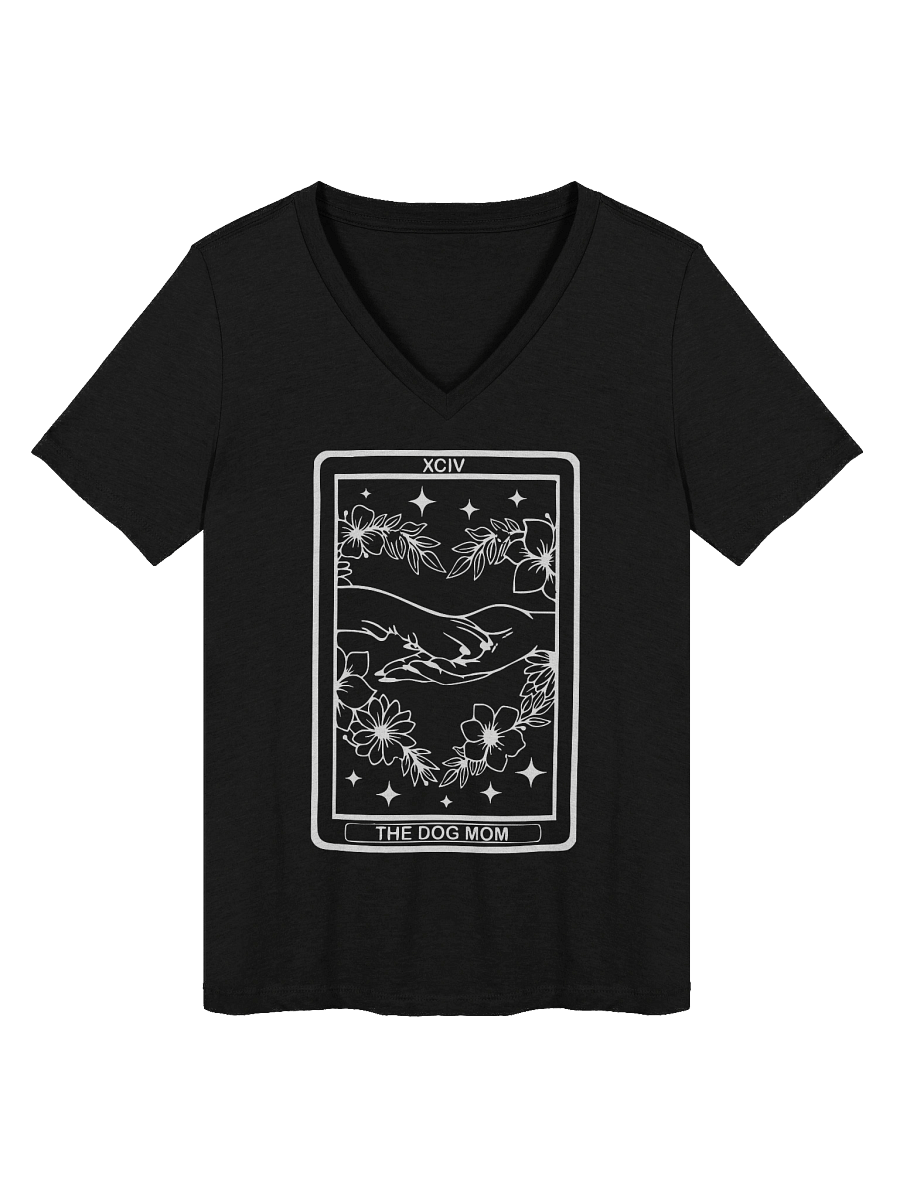 🌙 “V-Neck Dog Mom Tarot Tee [White Print]” product image (1)