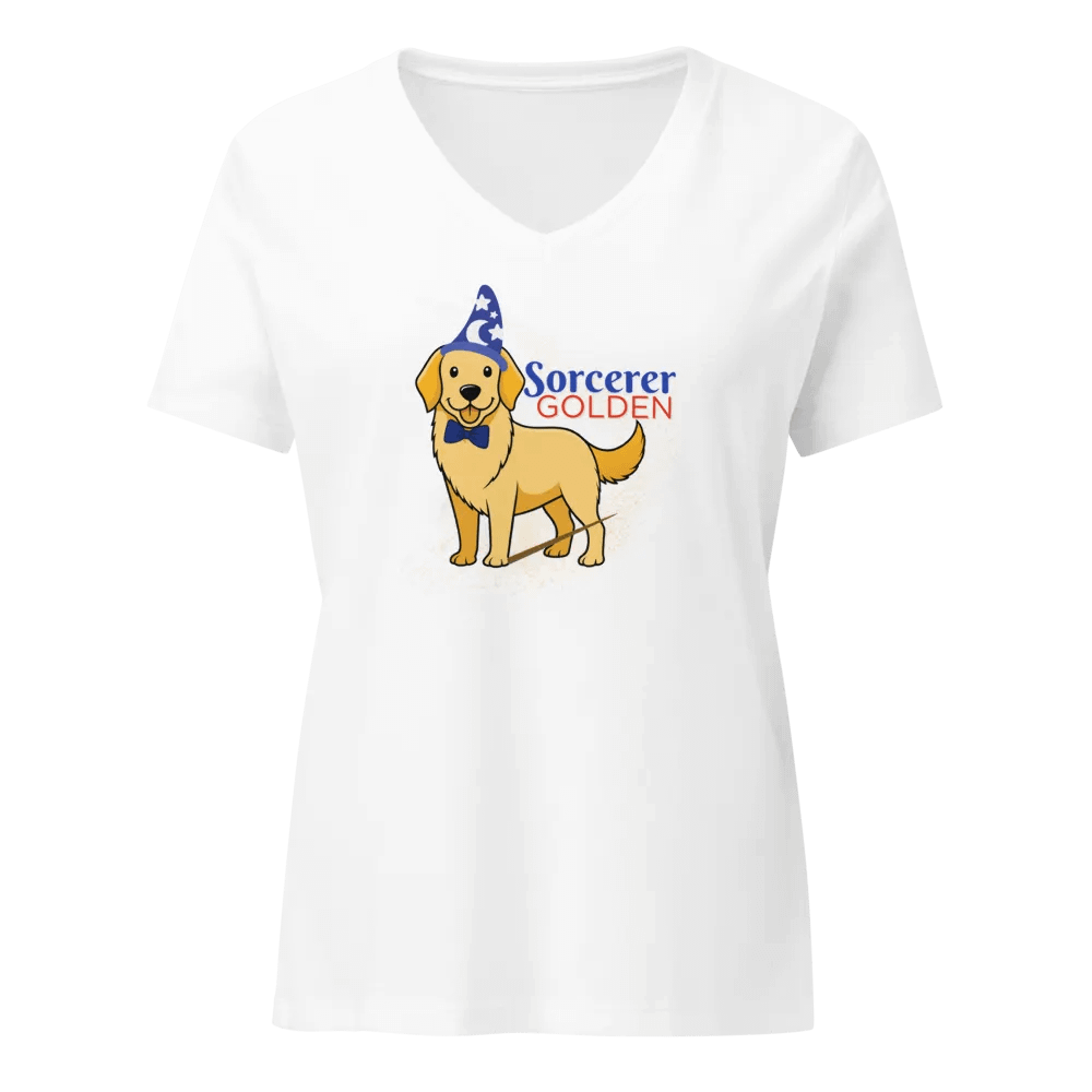 Sorcerer Golden V-Neck Tee – Magic Meets Man's Best Friend product image (1)