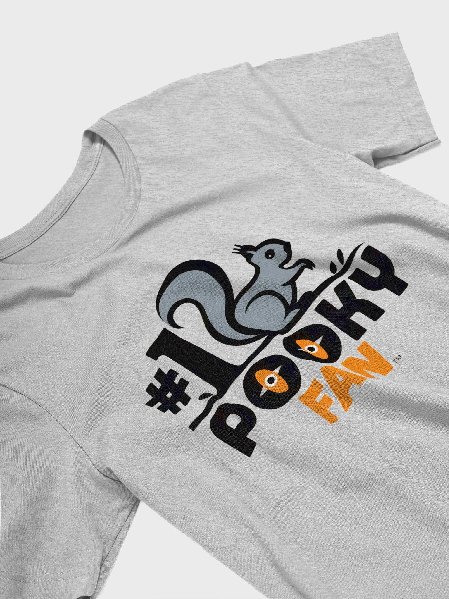 Super Soft and Flattering Tee: #1 pooky fan, orange, grey and black with simplistic squirrel on a branch product image (3)