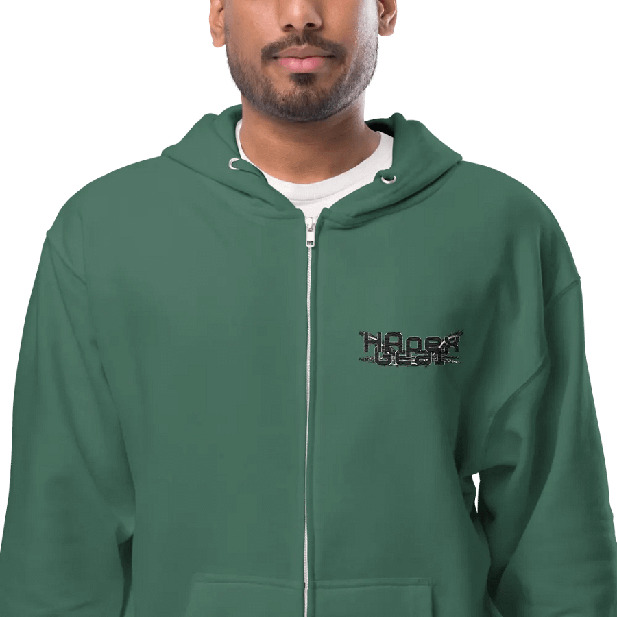 Fleece Zip Up Hoodie - Embroidered - Black HApex Gear White Logo product image (2)