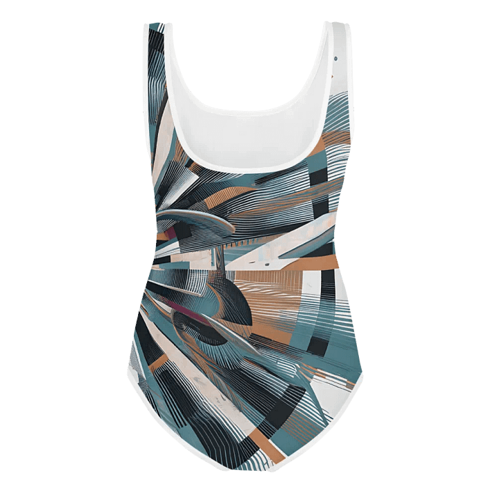 Abstract Lithographic Pattern Design Youth One Piece Swimsuit - V13 product image (2)