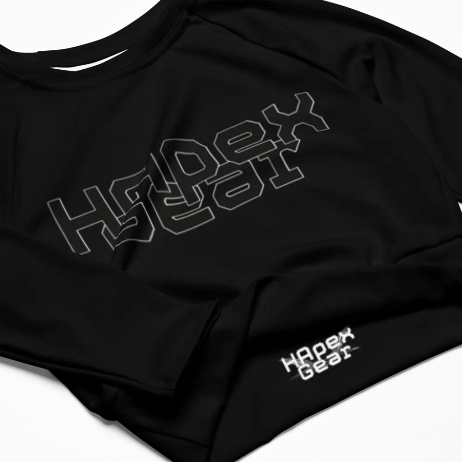 Recycled Long Sleeve Crop Top - Black - Black HApex Gear Black Logo product image (12)