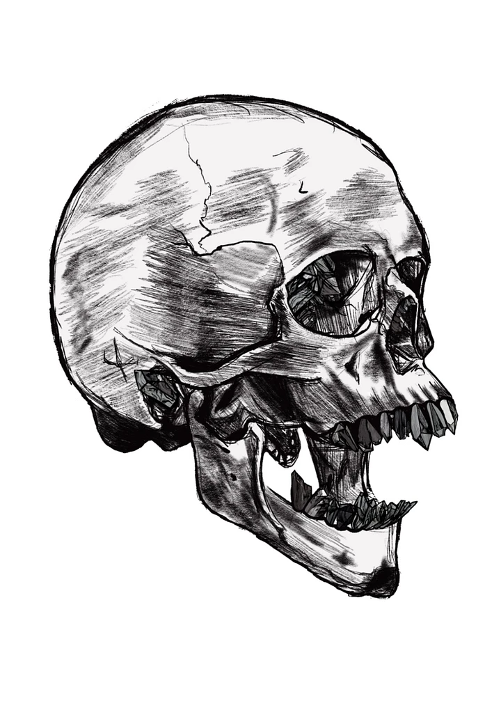 Monochrome Crystal Skull A6 Fine Art Print product image (1)