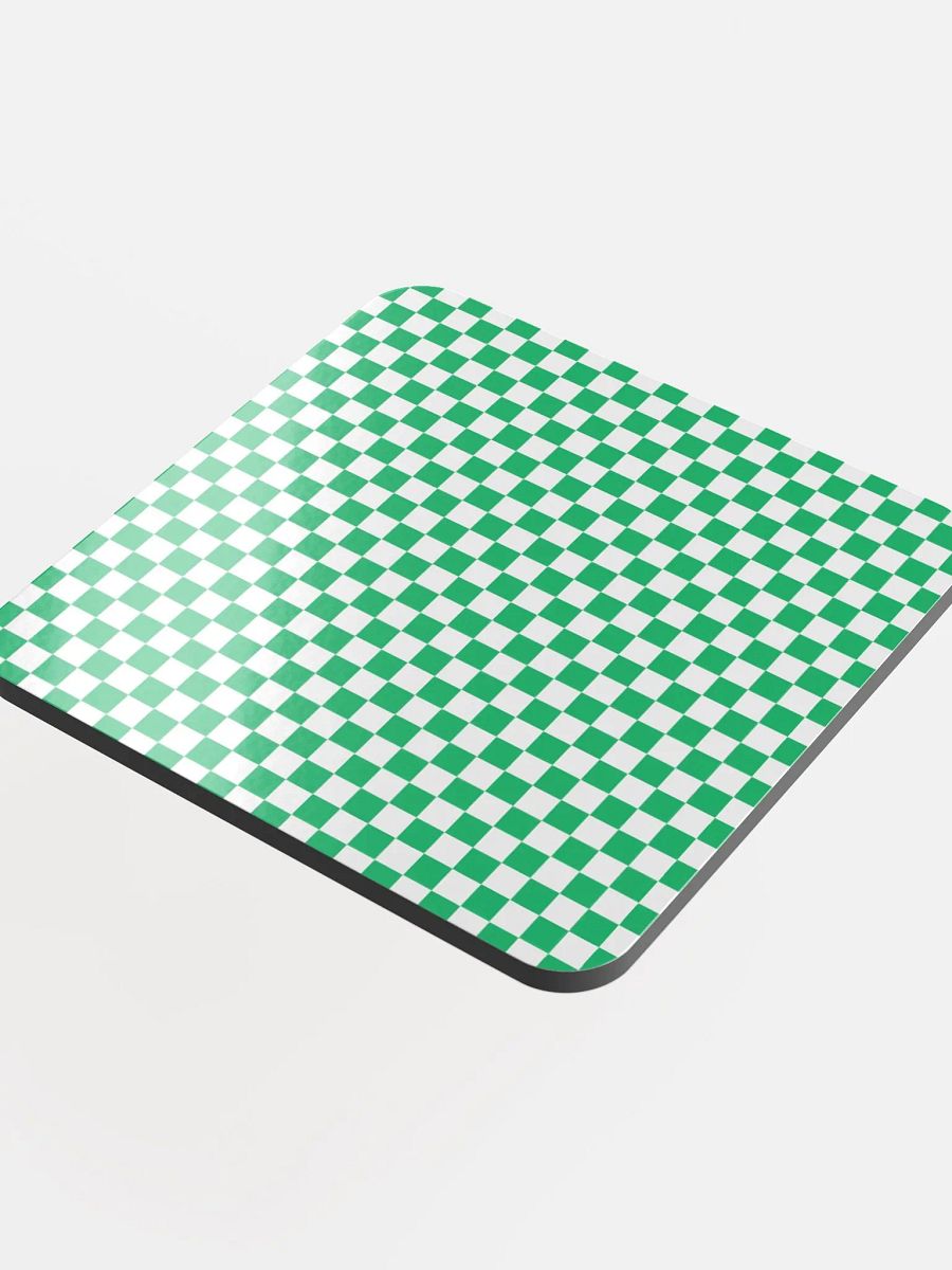 Checkers! Green and White Checkered Cork Coaster product image (4)