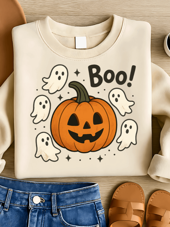 Cackling Pumpkin Ghosts Sublimation PNG – “Boo!” Halloween T-Shirt Design – Spooky Cartoon Vibe – 300 DPI Instant Digital Download product image (1)