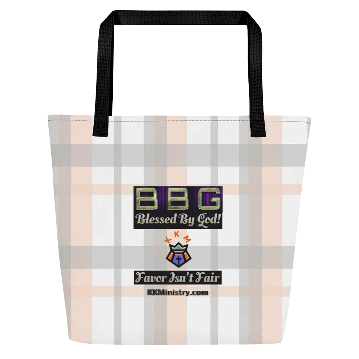 Pink Plaid Tote Bag with Pocket product image (1)