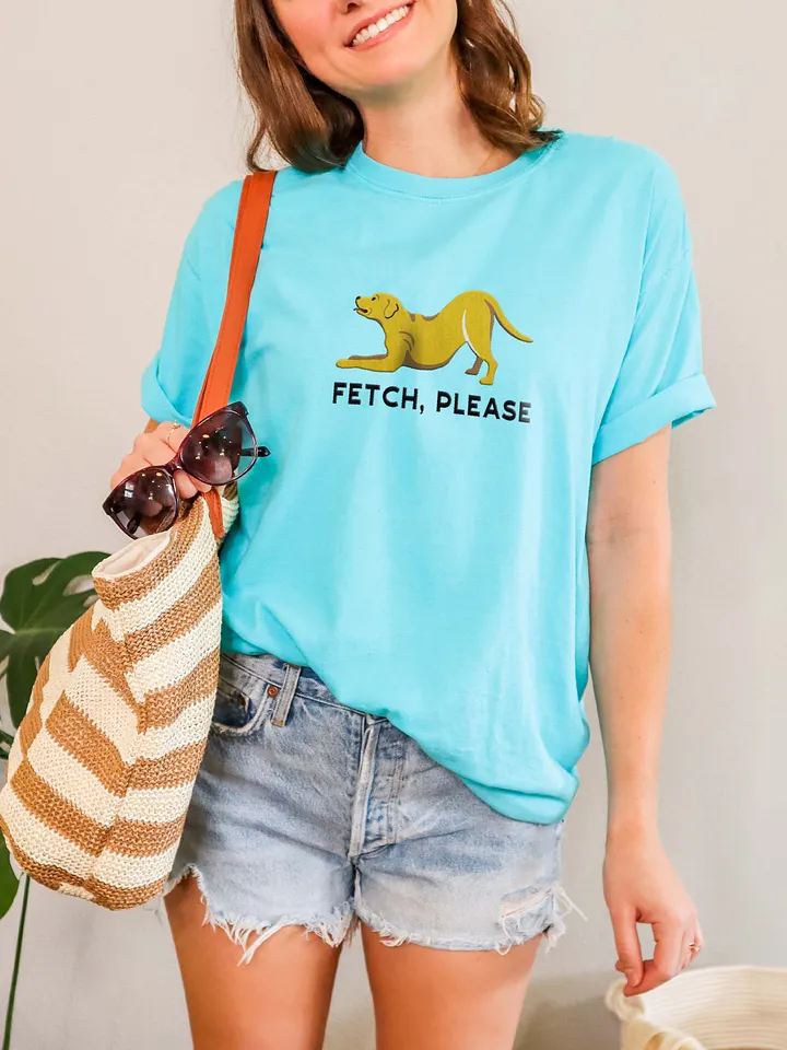 Fetch Please T-Shirt(Embroidered) of a Labrador Retriever(Yellow) product image (2)