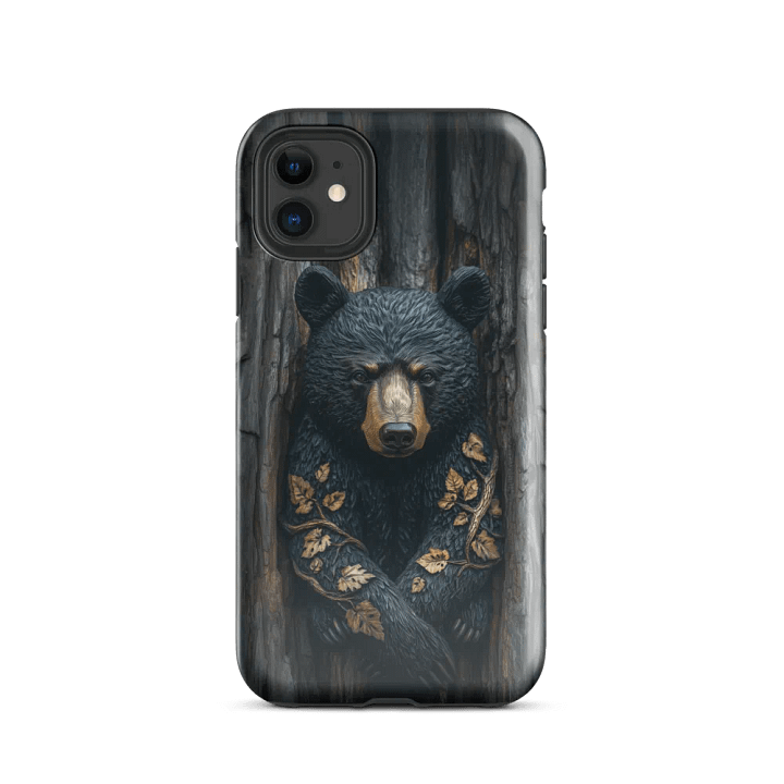 Black Bear Faux Wood Carving Effect - Tough Phone Case product image (2)