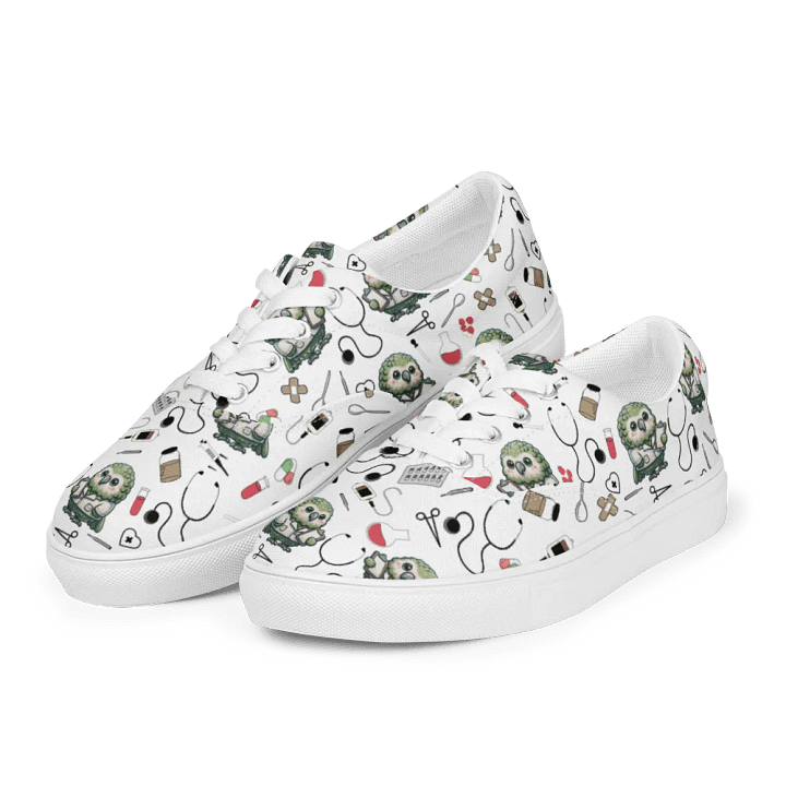 Cute Medical Kakapo Lace-up Canvas Shoes (White) product image (1)