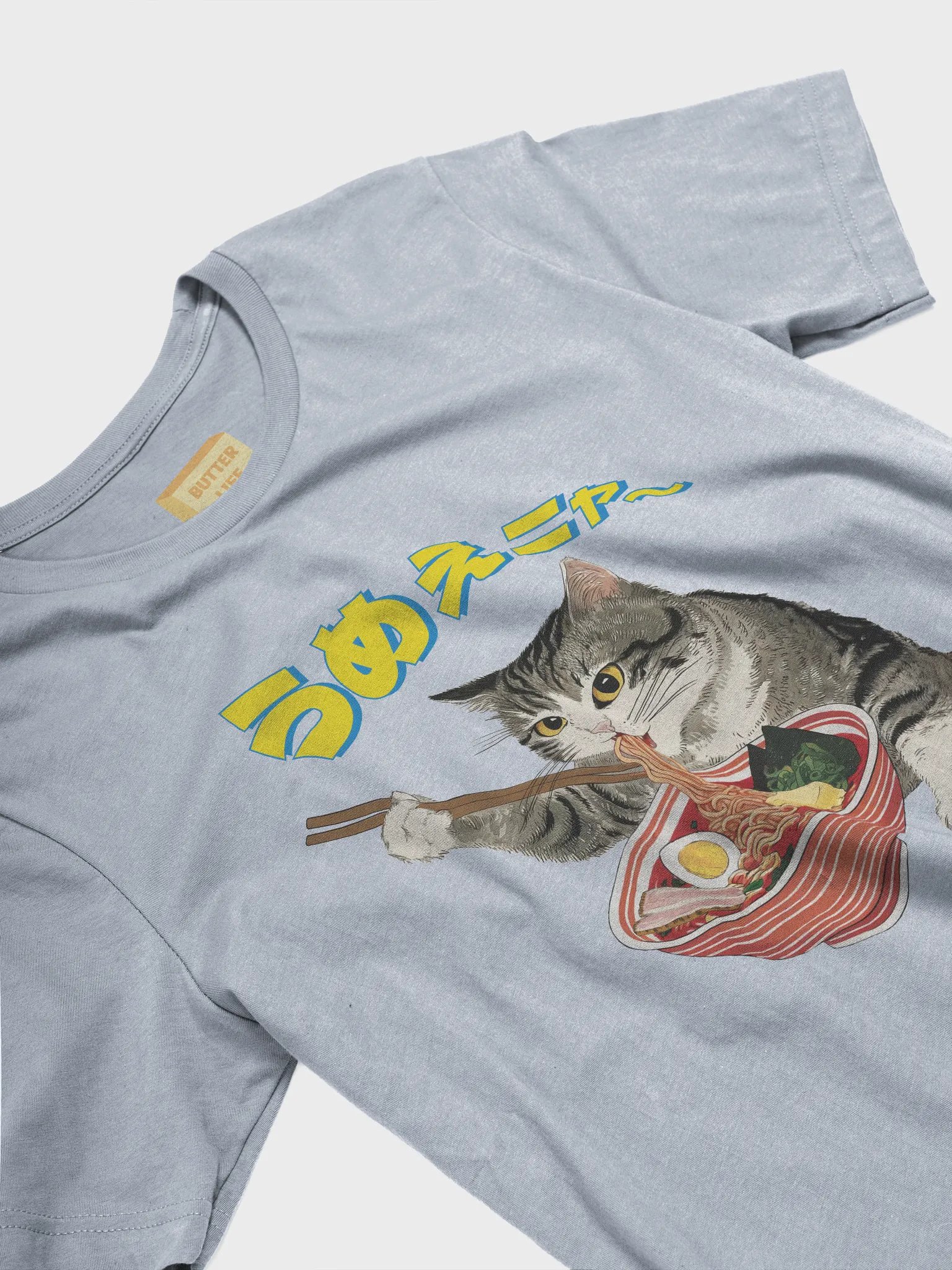 Butter Ramen Eating Cat Japanese Style ukiyo-e Unisex Bella Canvas 3001 T-shirt product image (13)