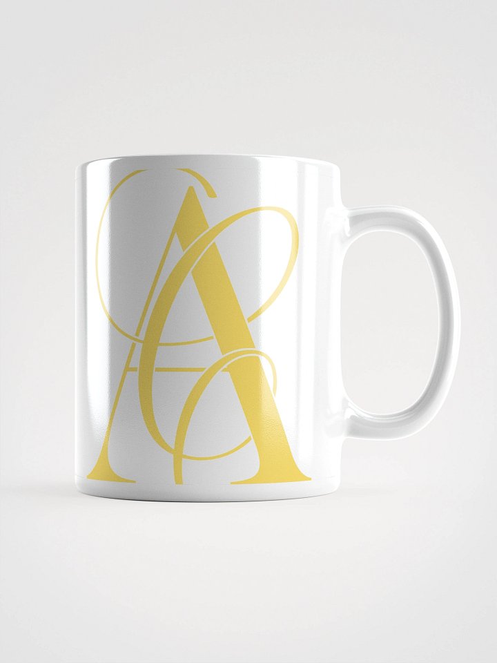 Elegant A Calligraphy White Glossy Mug (Yellow) product image (1)