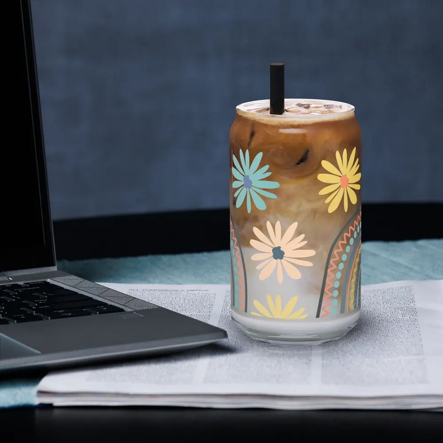 Rainbow Blooms Glass Can product image (3)