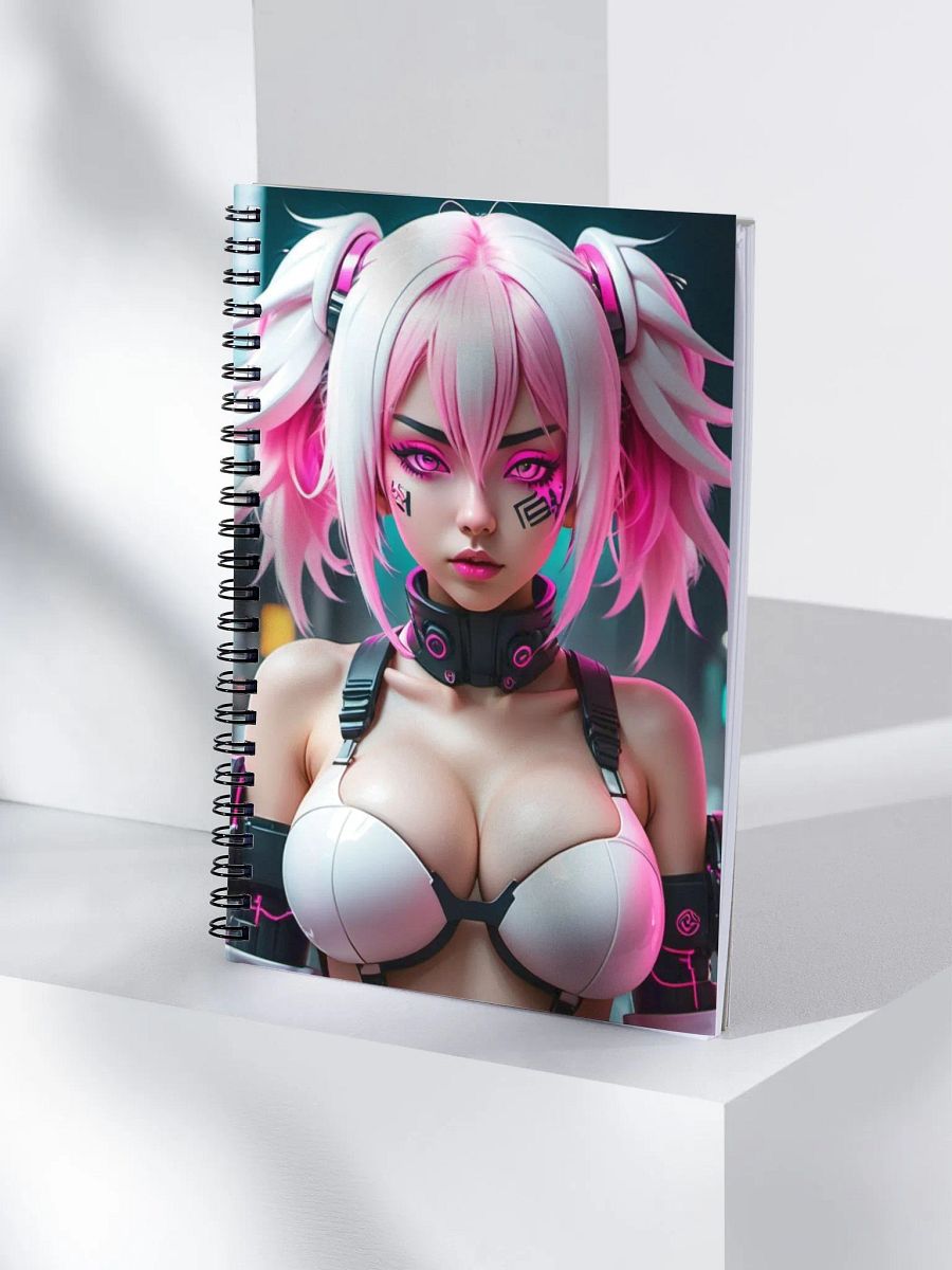 Futuristic Pink Hair Spiral Notebook product image (4)