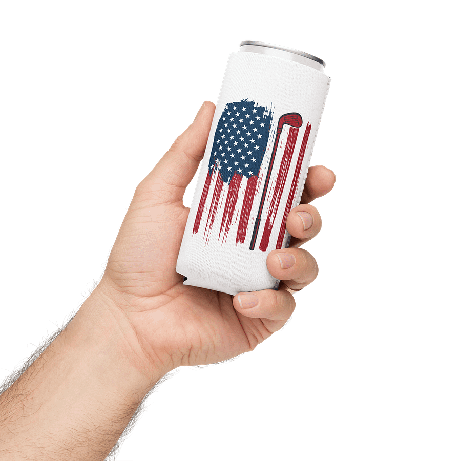 USA Flag Golfing Patriotic Can Cooler product image (3)