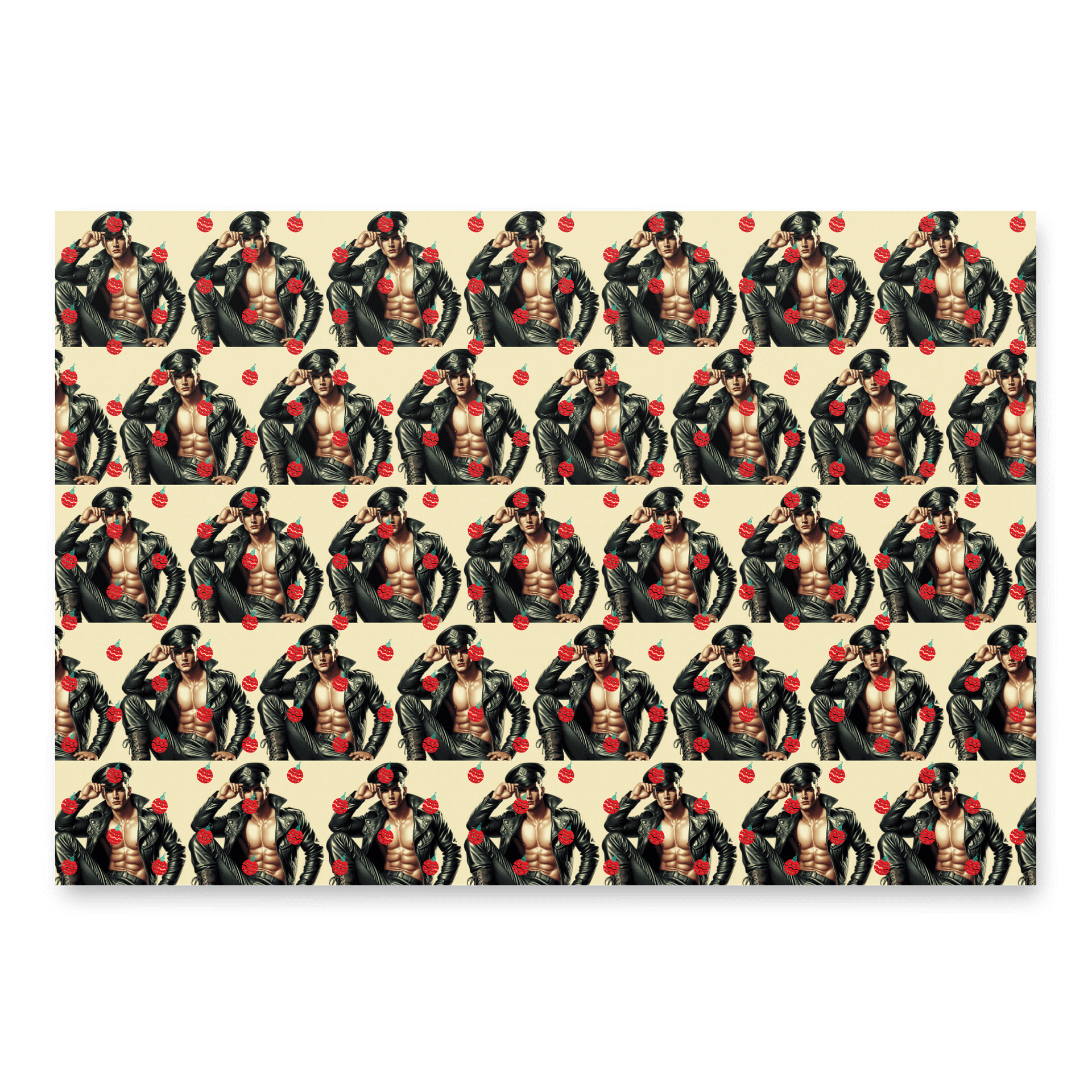 Biker Boys Hangout Tom of Finland Tribute Gay Leather Bikers Christmas Wrapping Paper Set of 3 Sheets! product image (2)