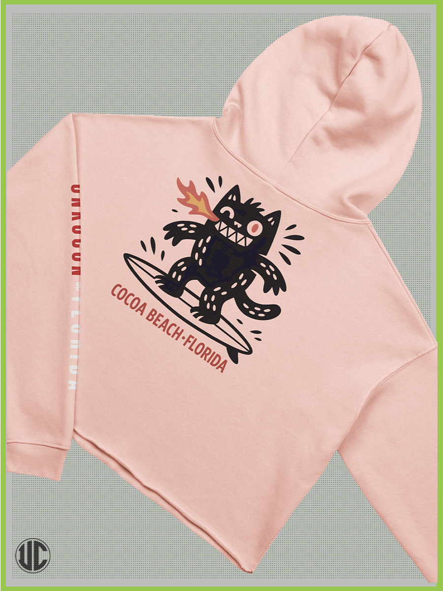 Cocoa Beach Crop Hoodie for Women – Cute Surf Graphic, Streetwear Fit, Soft Cotton Pullover product image (3)