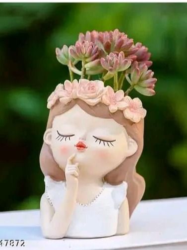 Fairy Head Girl Adorable Succulent Planter Pot, Indoor/Outdoor Plant Pot, Perfect Gift For Female Plant Enthusiast (Set Of 2) product image (2)